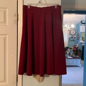 White Mark Burgundy Midi Skirt, Elastic waist, size 2XL
